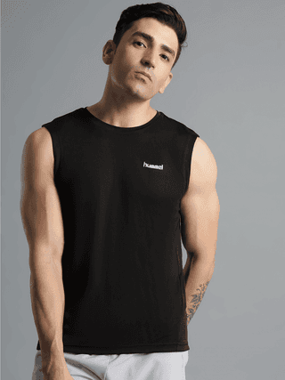 Darby Round Neck Sleeveless Solid Regular fit Polyester T-shirt for Men Comfortable Breathable Fabric Stretchable for Everyday Use Ideal for Yoga Training Gym Running or Performance