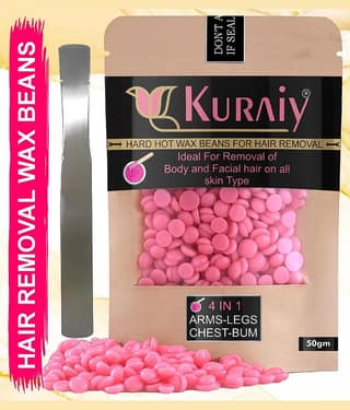 KURAIY Hair Removal Hot Hard Body Wax Beans (50Gm) For Men and Women Suitable for All Skin Types