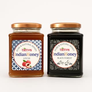 IndianHoney Black Forest with Litchi Honey Combo (Pack of 2) | Pure & Natural | 1kg (500g Each) | Unprocessed & Unfiltered Natural Sweetener