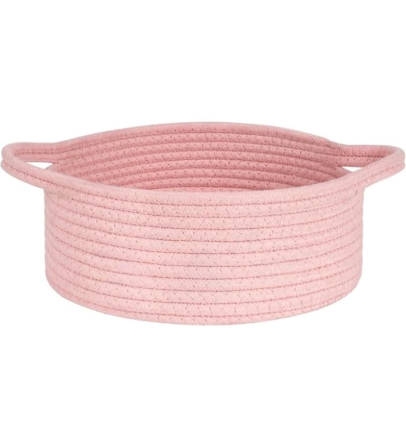 Generic Cotton 8x3 Inch Round Bedside Organizer With Out Lid (Pink)-PID66376