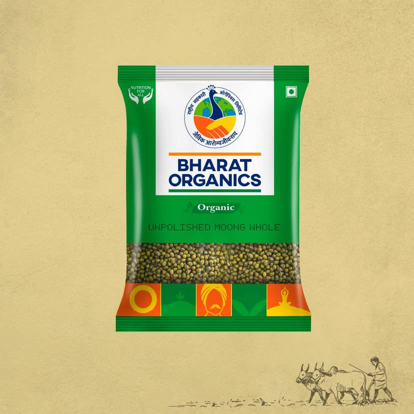 Bharat Organics Unpolished Moong Whole - 1kg