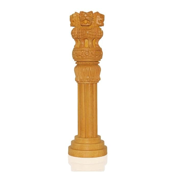 10-Inch Handcarved Wooden Ashoka Pillar (Ashok Stambh) for Table Decor view 2