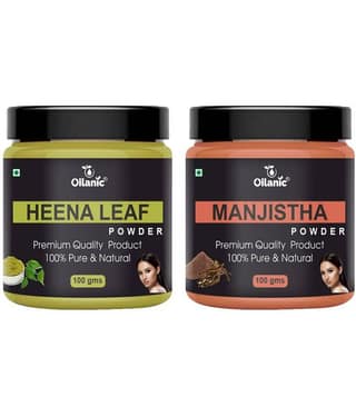 Oilanic 100% Pure Heena Leaf Powder & Manjistha Powder For Skin Hair Mask 200 g Pack of 2