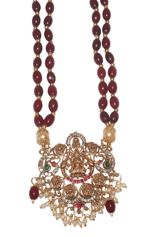 Ruby Bead Necklace with Exquisite Divine Pendant view 3