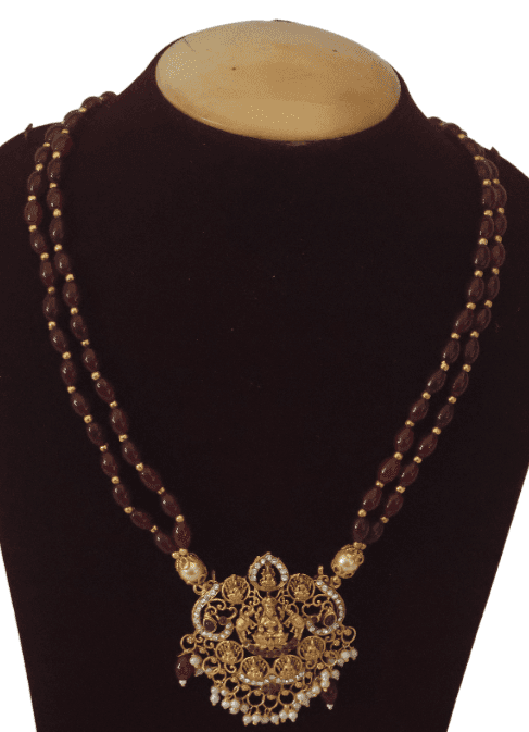 Ruby Bead Necklace with Exquisite Divine Pendant view 5