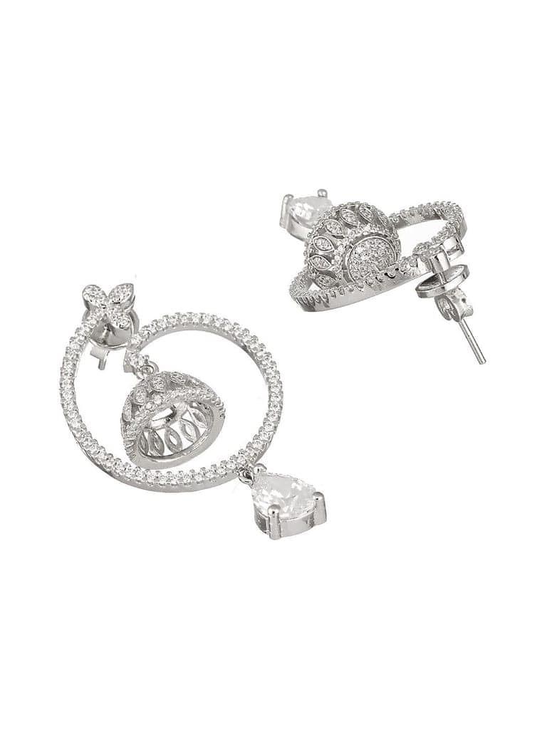 925 Sterling Silver Rhodium Plated Chandbali Drop Earrings view 10