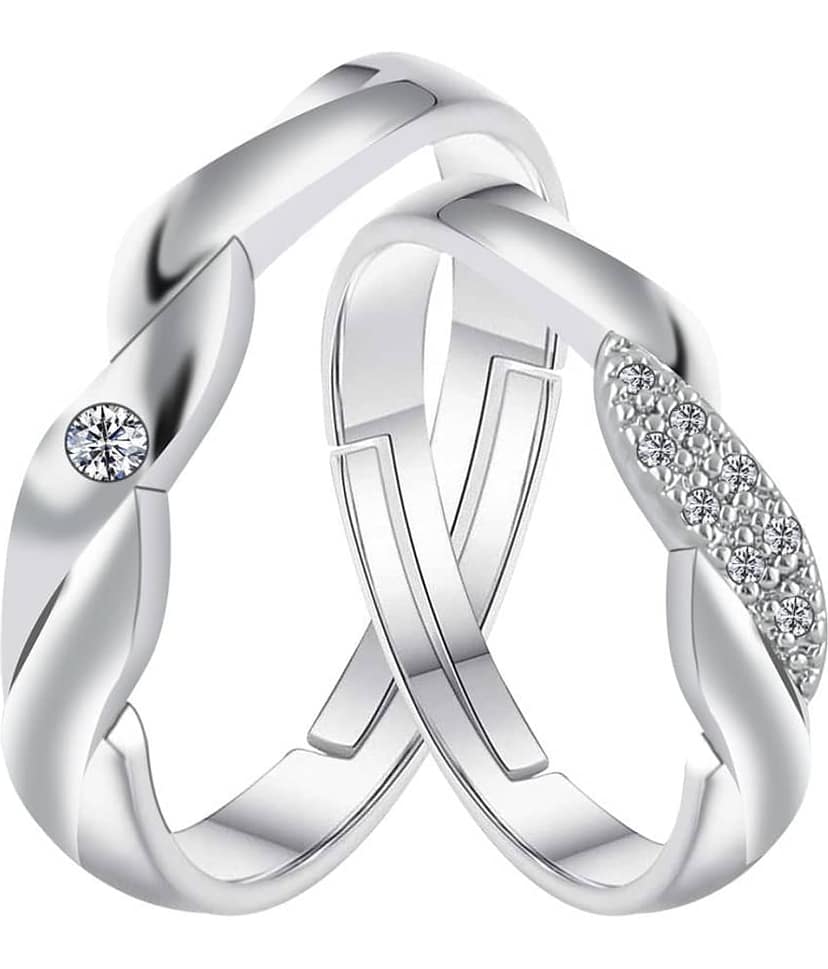 ShreejiHuf - Silver Couple Ring (Pack of 1) view 2