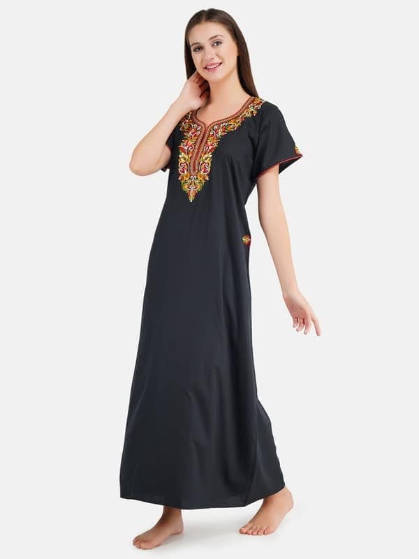 KOI SLEEPWEAR lizzybizzy Nightgown with Beautiful Multi Floral embrodery view 3