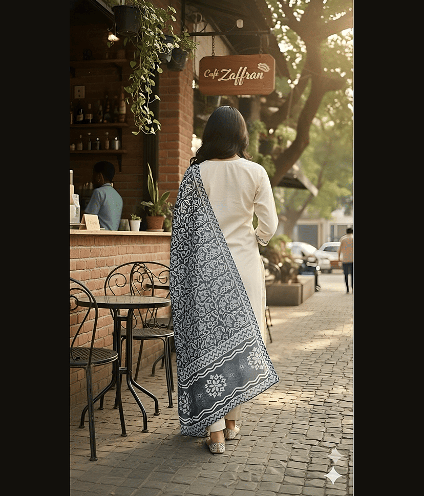 DSK STUDIO Women Cotton Embroidered Straight Kurti With Pants ( Off White ) view 2