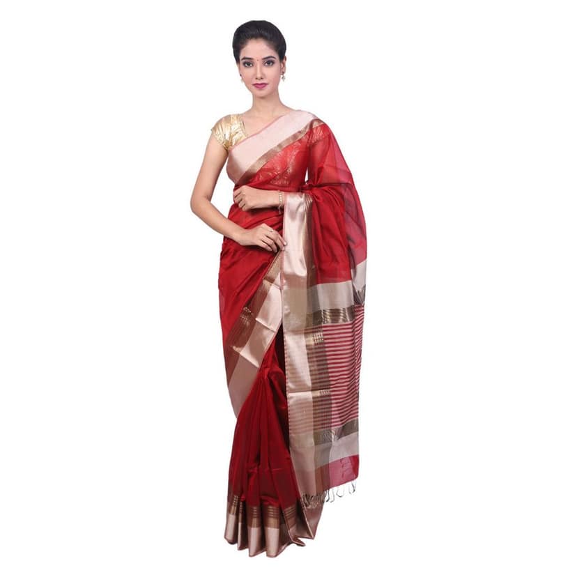 HANDLOOM MAHESHWARI TRADITIONAL SAREE WITH BLOUSE (SKU - 3G0205010422 SAREE- 118)