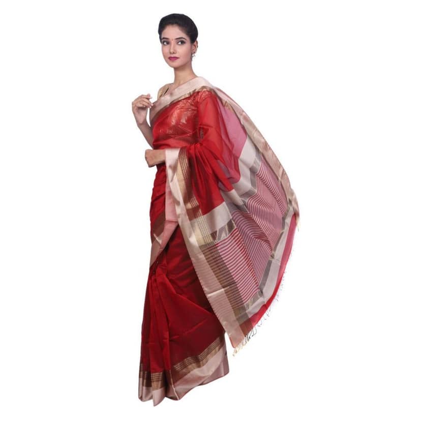 HANDLOOM MAHESHWARI TRADITIONAL SAREE WITH BLOUSE (SKU - 3G0205010422 SAREE- 118) view 2