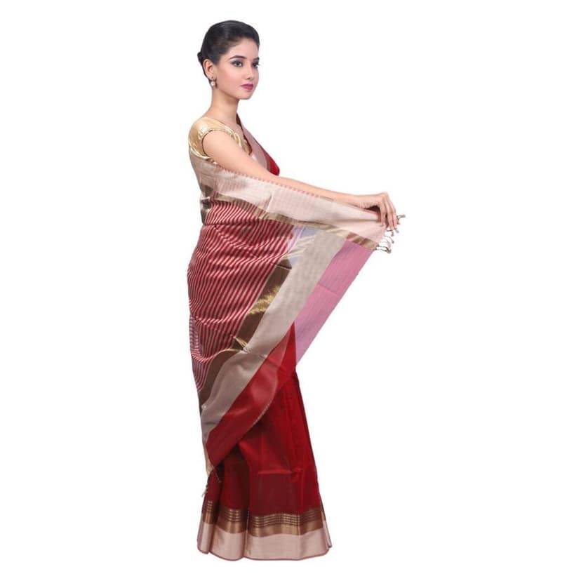 HANDLOOM MAHESHWARI TRADITIONAL SAREE WITH BLOUSE (SKU - 3G0205010422 SAREE- 118) view 3