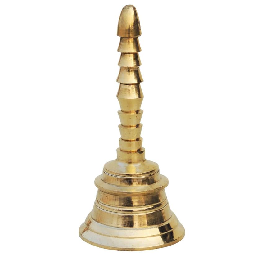 Brass Pooja Hand Bell, Salai Ghanti, Height : 4.7 Inch (FMAS680 E) view 2