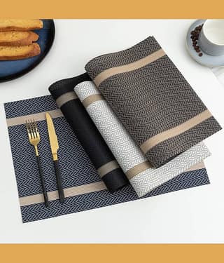 Crasts PVC Solid Rectangle Table Mats ( 45 cm x 30 cm ) Pack of 4 - Multi