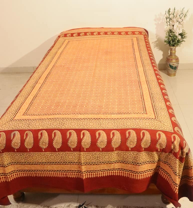 Hand Block Printed Bagh Cotton Single Bed Bed Sheet view 2