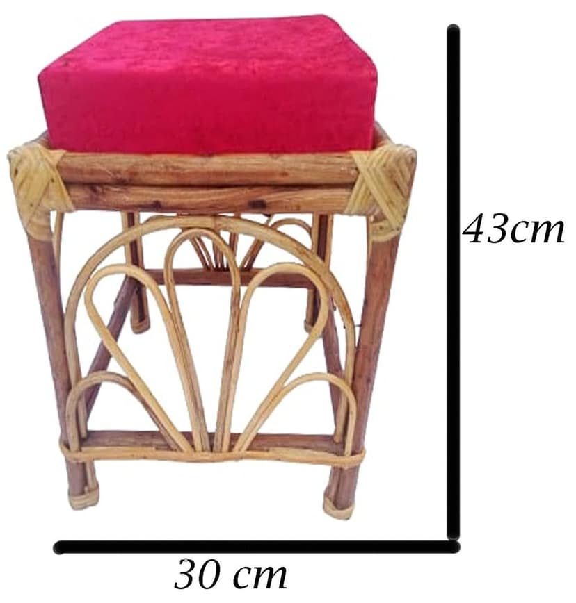 Mii Art bamboo Squre Large Stool with custion Pack of 1 pcs view 2