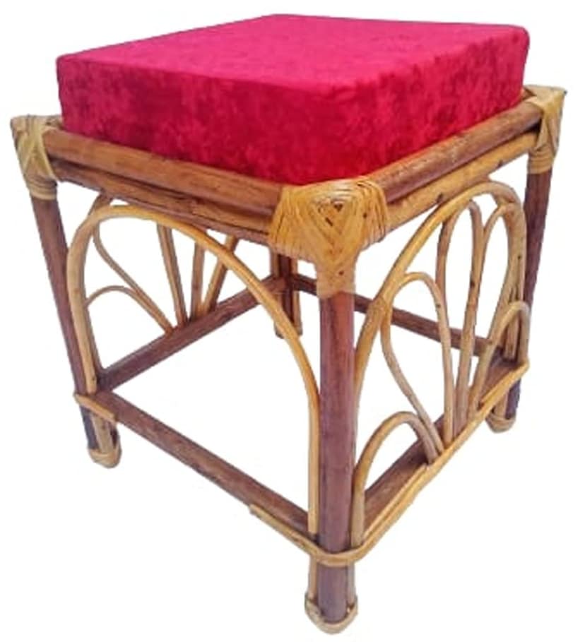 Mii Art bamboo Squre Large Stool with custion Pack of 1 pcs view 4