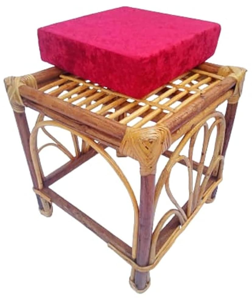 Mii Art bamboo Squre Large Stool with custion Pack of 1 pcs view 5