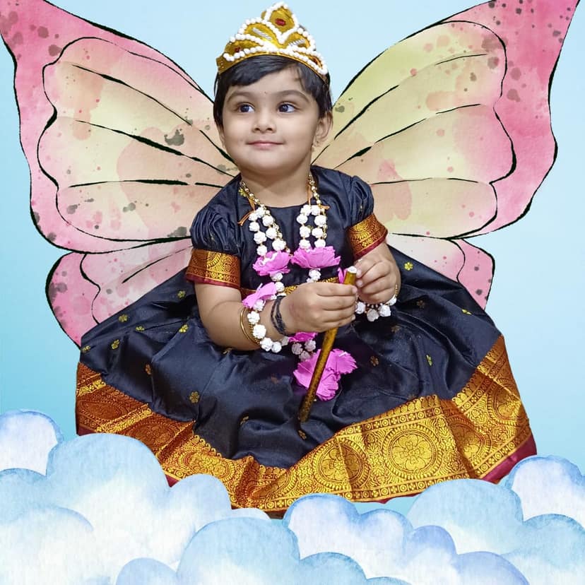Mom and Me Baby Girls' Black Satin Dress Traditional Elegant Frock for 0-2 Years| Perfect for Makar Sankranti Pongal Pedda Panduga BOR Nahan (in, Age, 3 Months, 6 Months, Regular, Black) view 2