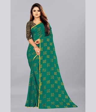 Rhey Chiffon Printed Saree With Unstitched Blouse Piece ( Grey )