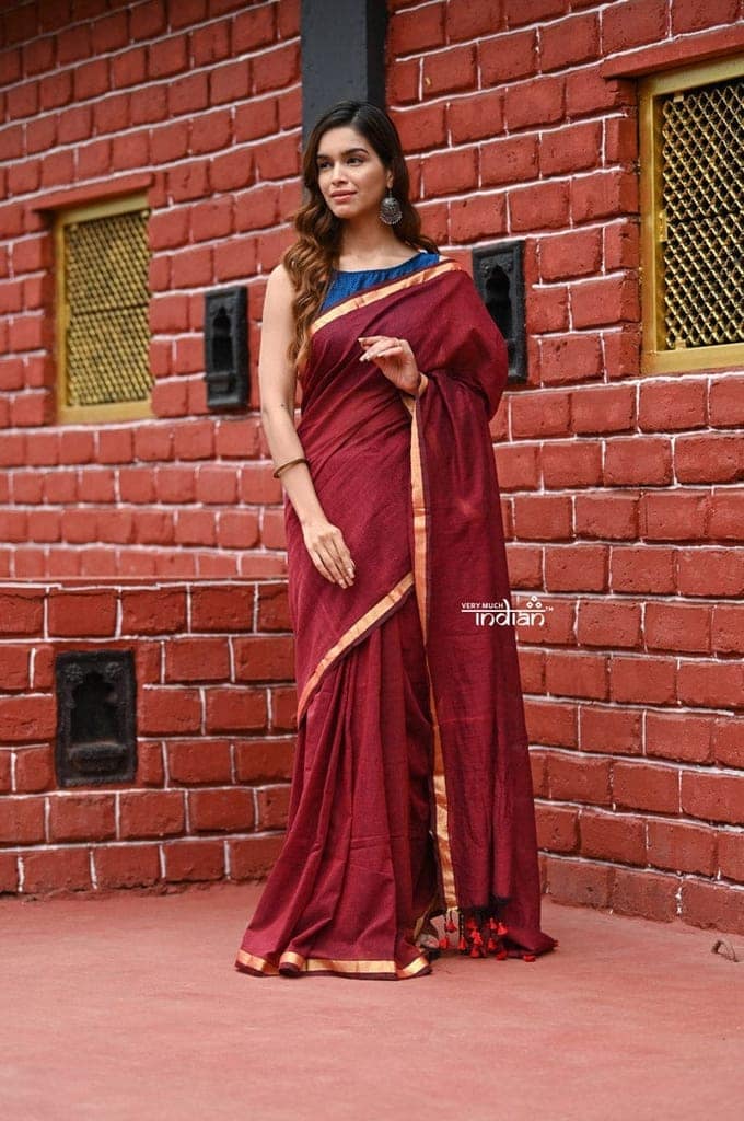 Saadgi ~Pure Cotton Handloom Sarees with Intricate Borders