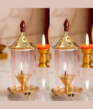Heaven Decor Brass Akhand Diya - Pack of 2