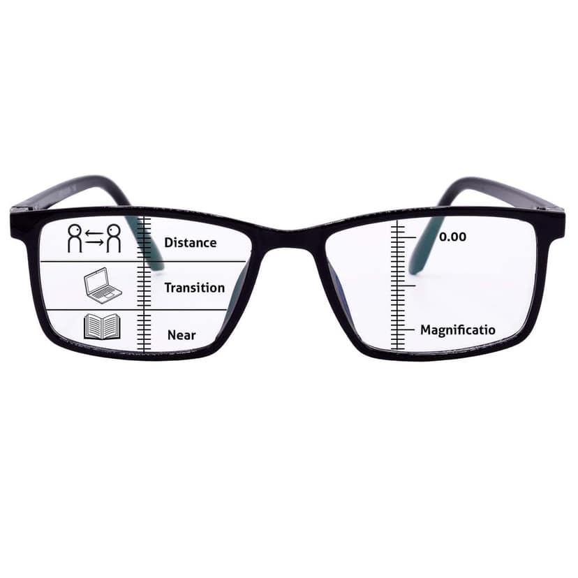 Hrinkar Progressive Reading Glasses for Men and Women with Blue Cut Reading Glass and Anti Glare Lens | Black & Black | HRPRO11-BK view 3