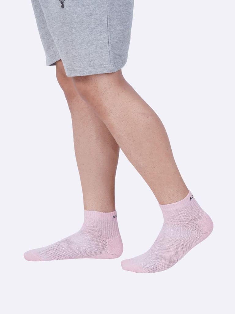 AirGarb Premium Cotton Cushioned High Ankle Socks Pack of 3 - HA3DGP (Free Size) Multi Color view 6