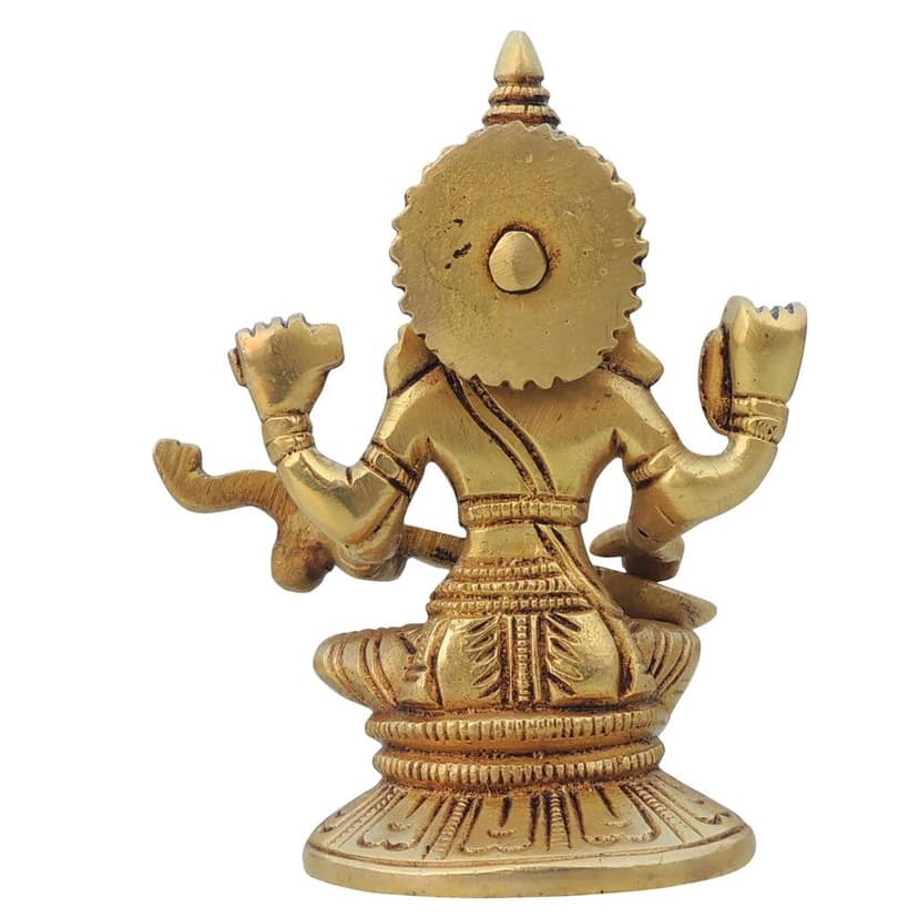 Brass Saraswati Devi Statue - Temple & Study Room Decor, Height : 4.5 Inch (BSMAS1041 S) view 3