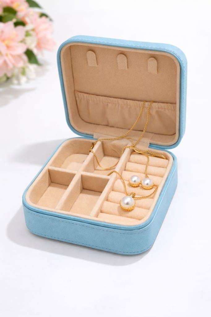 Minimal Pearl Pendant & Earrings with Jewellery Box view 2