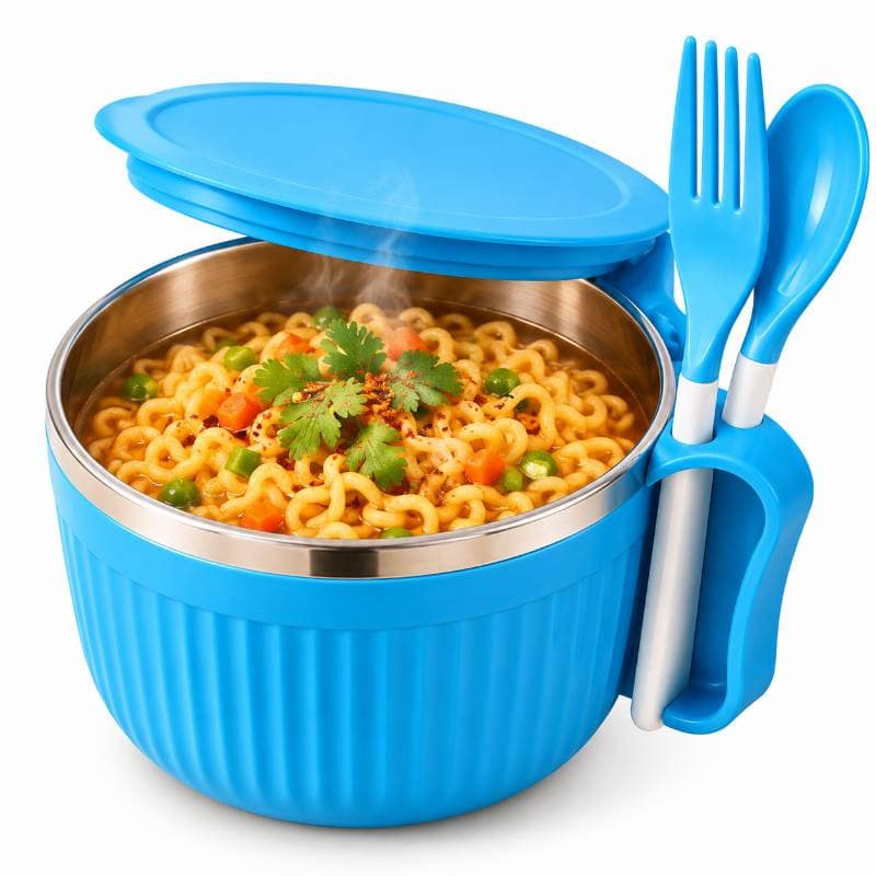Maggie Bowl Noodles Soup Bowl (Blue) | Stainless Steel Interior | Daily Dining view 2