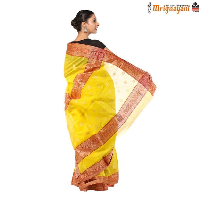 HANDLOOM CHANDERI SILK SAREE WITH BLOUSE (SKU - 1SC202160422, SAREE - 1009) view 3