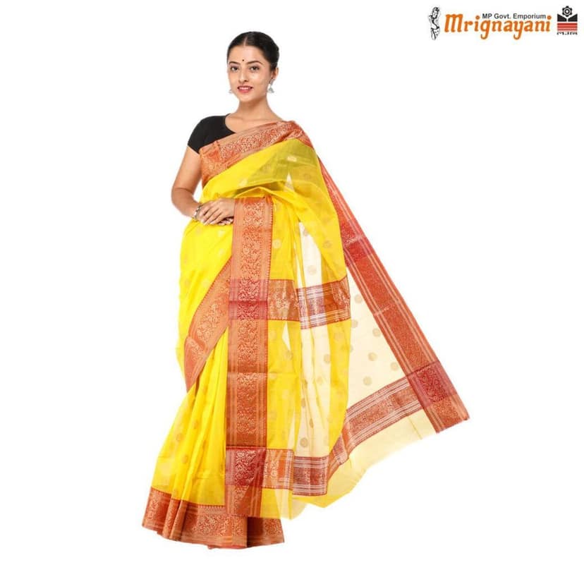 HANDLOOM CHANDERI SILK SAREE WITH BLOUSE (SKU - 1SC202160422, SAREE - 1009) view 4