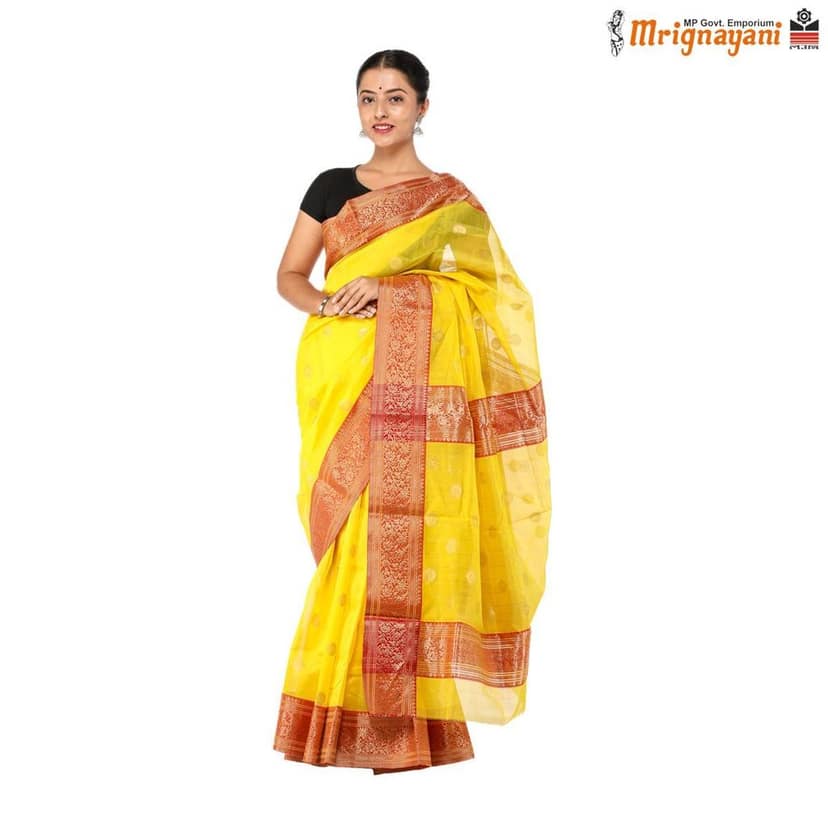 HANDLOOM CHANDERI SILK SAREE WITH BLOUSE (SKU - 1SC202160422, SAREE - 1009) view 5