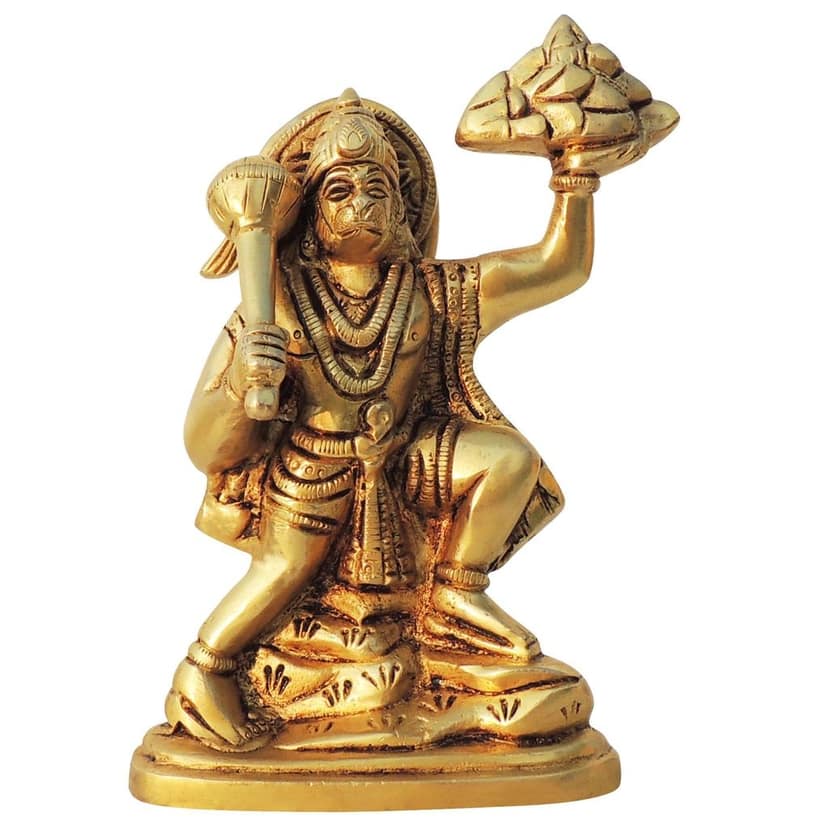 Pure Brass Hanuman Ji Divine Idol Murti For Worship & Decor, Height : 6.5 Inch (BSMAS1026 E) view 2