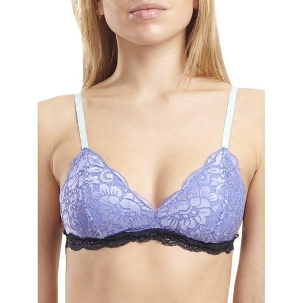 Sheluxe Women’s Soft Lace Triangle Bralette with Adjustable Straps and Two-Tone Lace Trim – Wire-Free for Everyday Comfort Sky Blue view 2