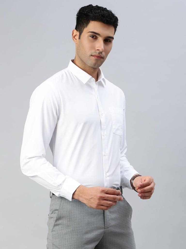 Mens Cotton White Shirt Full Sleeves Wewin New (2 Pcs Pack) view 4