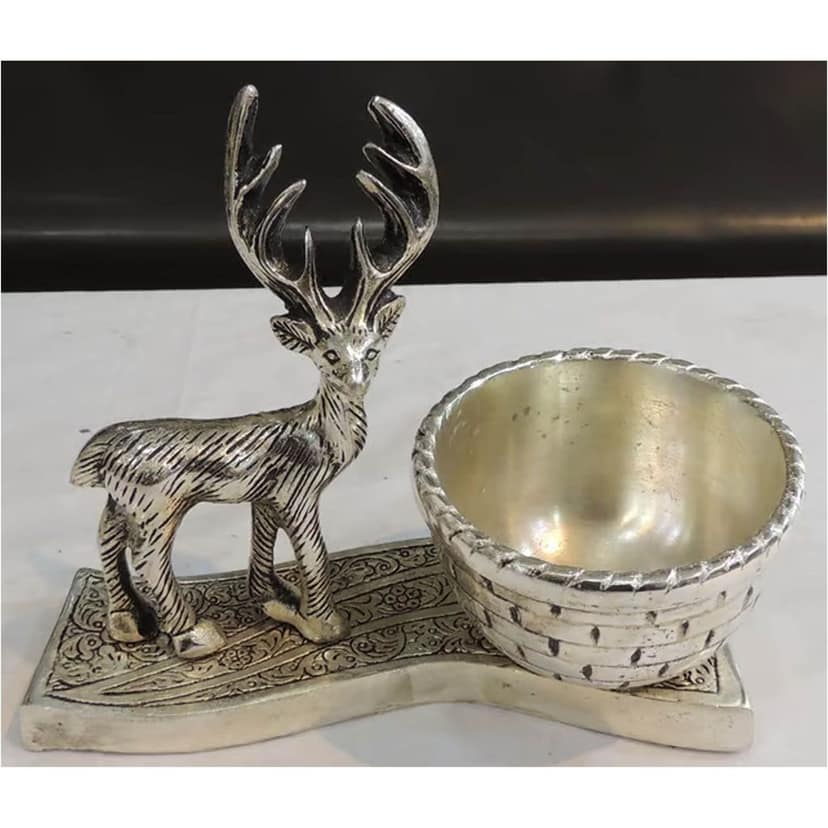 Aluminium Deer Basket Showpiece for Home Decor & Dry Fruits, Height : 6 Inch (ASMAS495 S) view 3