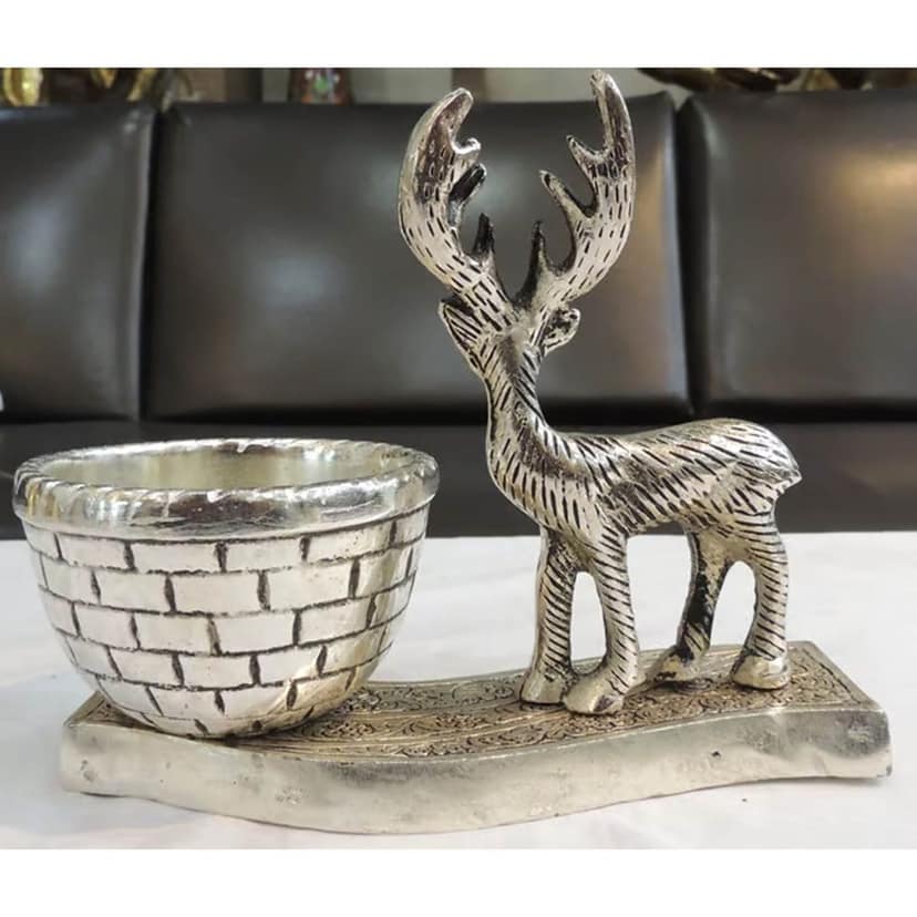 Aluminium Deer Basket Showpiece for Home Decor & Dry Fruits, Height : 6 Inch (ASMAS495 S) view 4