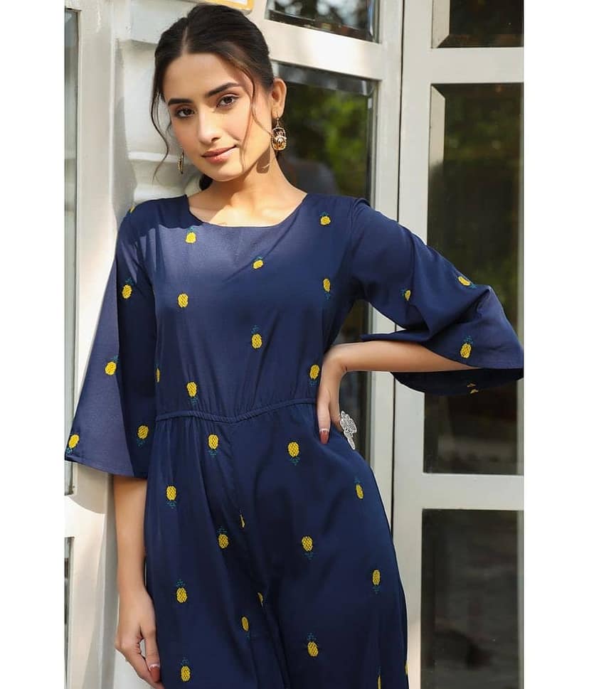 Juniper - Blue Rayon Regular Fit Women's Jumpsuit ( Pack of 1 ) view 2