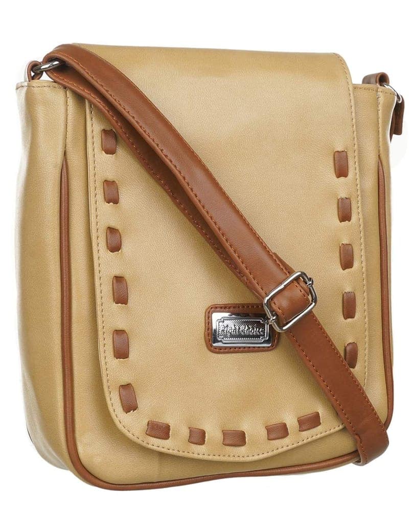 Right Choice Fancy Women's Mullti Criss Cross Sling Bag For Collage/office (Cream Beige) view 2