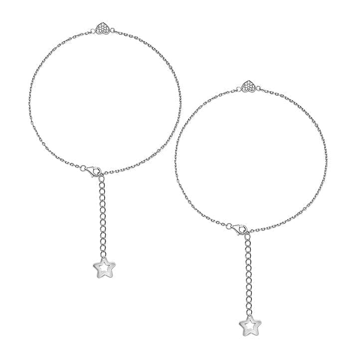 Silver Royal Heart Pair of Anklets view 5