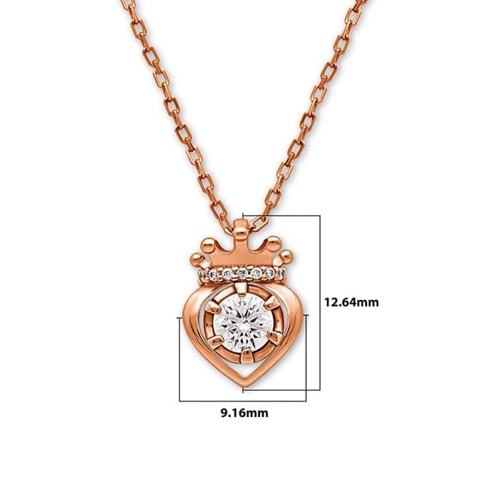 Rose Gold Crowned Heart Pendant with Chain (5 in 1 Crystal) view 6