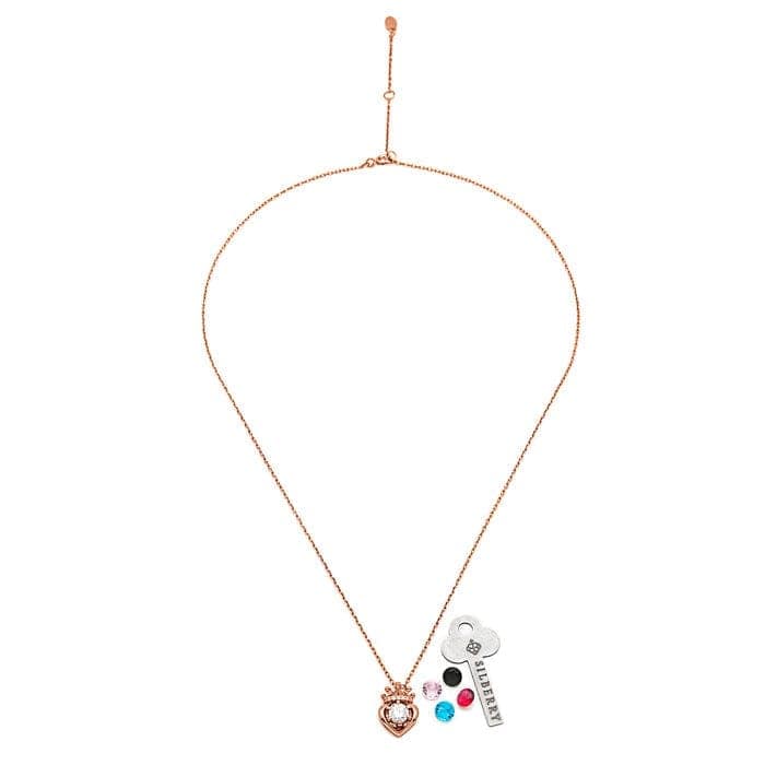 Rose Gold Crowned Heart Pendant with Chain (5 in 1 Crystal) view 7