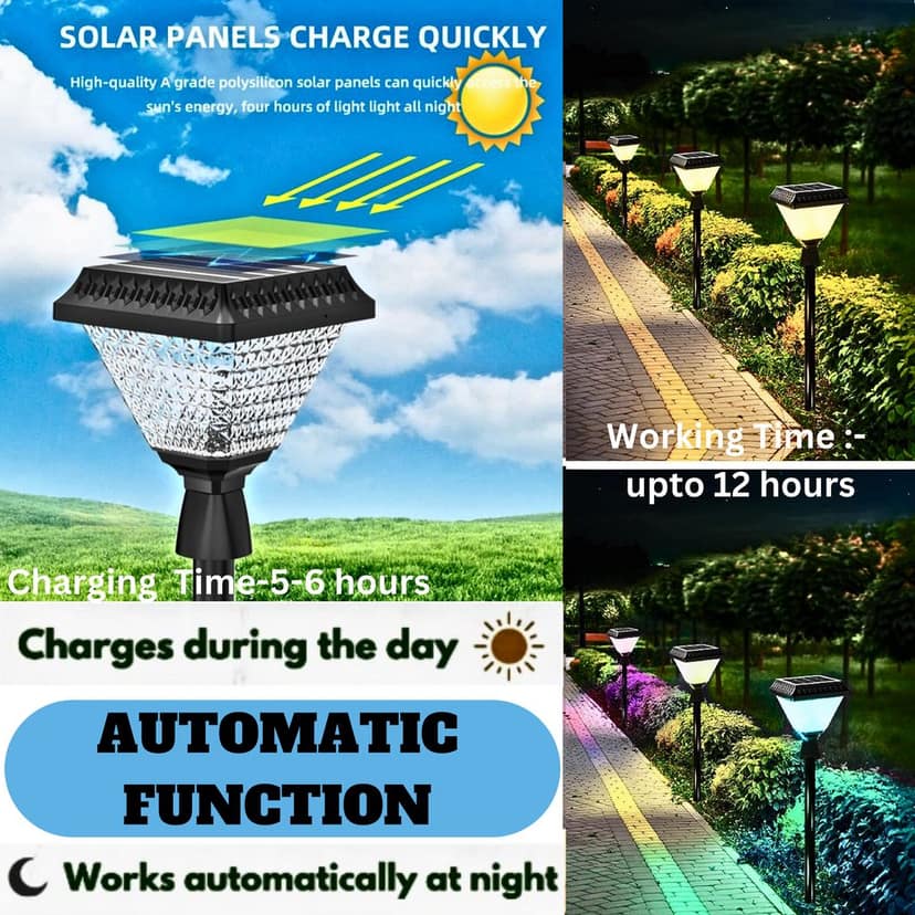SAHAPECT 33 LED 10 W Square 4 in 1, Solar LED Light, Solar Gate Pillar Post Ground Wall Stake Light, Outdoor Waterproof Light, Multi Color RGB Lamp With Remote view 4