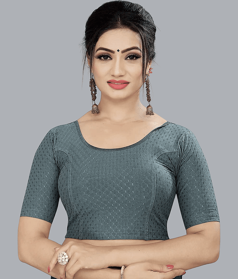 Bulbul Grey Readymade without Pad Lycra Women's Blouse ( Pack of 1 )