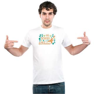 UDNAG Unisex Round Neck Graphic Teacher Student, pre school rockstar Polyester T-Shirt White view 2