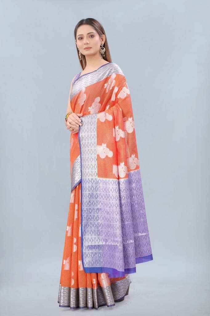 Silk Zone Women's Cotton Digital Print Zari Sequin Woven Black Saree view 2
