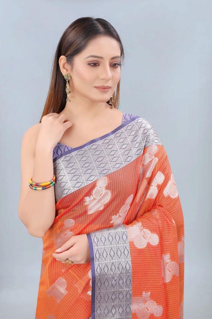 Silk Zone Women's Cotton Digital Print Zari Sequin Woven Black Saree view 3