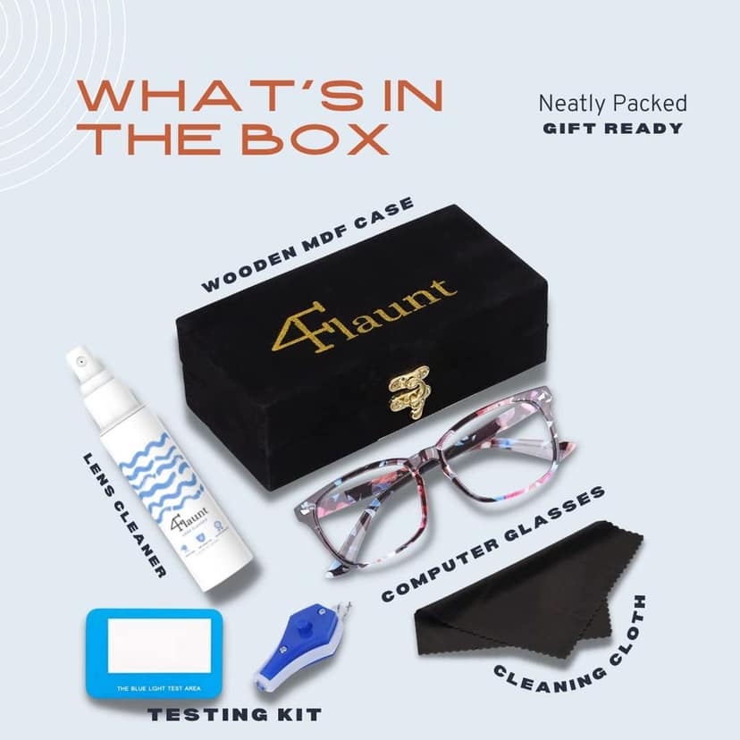 4Flaunt Blue Cut Computer Glasses for Eye Protection | Zero Power, Anti Glare & Blue Light Filter Glasses | UV400 Protection Specs for Women | TR90 Frames & CR39 Blue Cut Lens (Multicolor) view 3